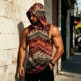 thumbnail image 5 of Graphic Camo Sleeveless Hooded Tank Top for Men, Muscle Fit Pullover Gym Vest - Quick-Dry Athletic Shirt with Pocket for Bodybuilding & Summer Training Brown S, 5 of 7