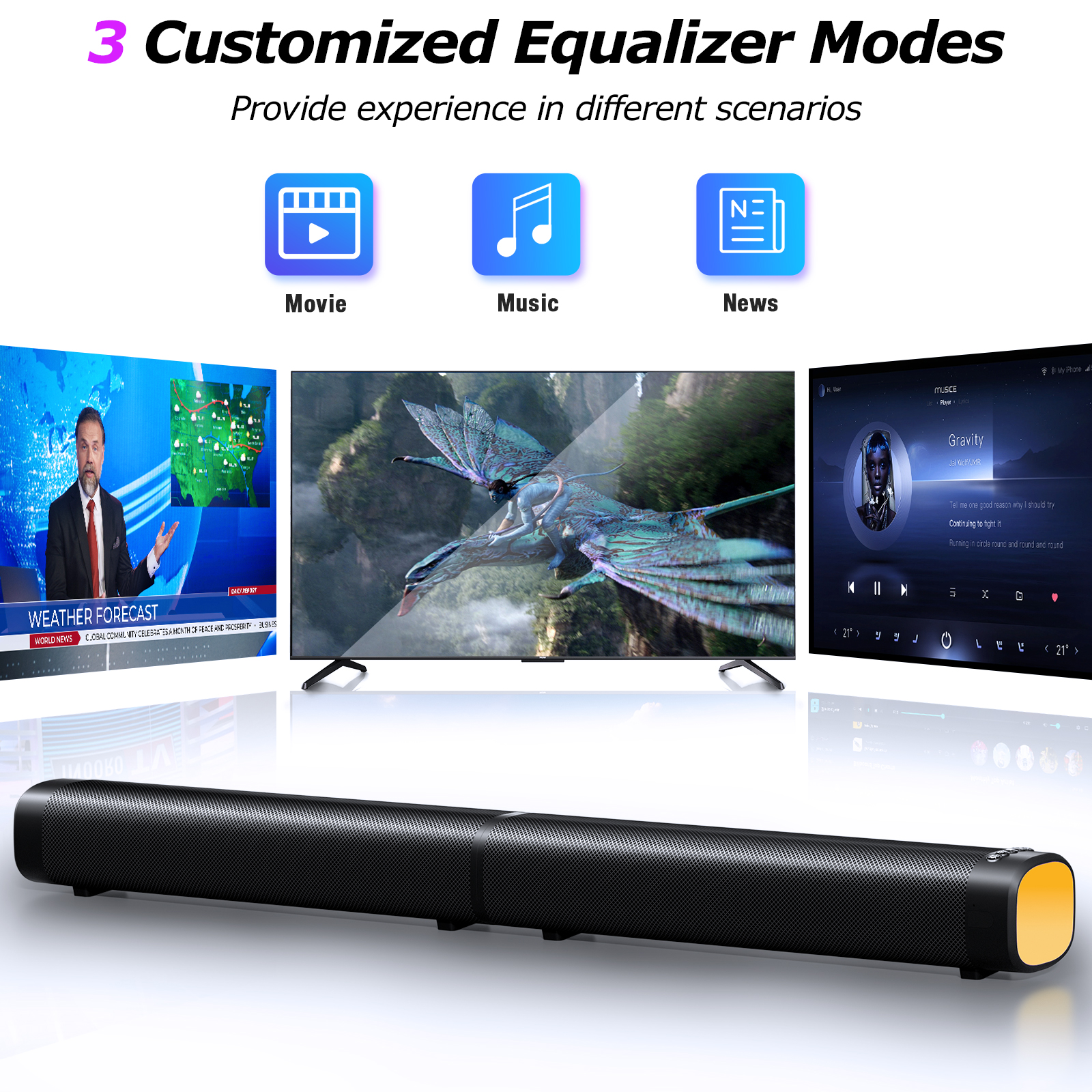 POTILAE 100W Soundbar with RGB Lighting and Detachable Speakers photo 8