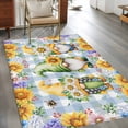 thumbnail image 2 of Sunflowers Area Rugs 2.7'x5', Washable Small Throw Rugs for Kitchen Bedroom, Spring Gnomes Daisy Hydrangea Flowers Blue Plaid Indoor Outdoor Rug Non-Slip Low Pile Carpet Runner Reversible Floor Mats, 2 of 8
