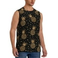 thumbnail image 2 of Balery Gold Glitter Pineapples Men's Sleeveless Muscle Shirts Workout Tank Top, Moisture Wicking, Odor Protection-3X-Large, 2 of 8