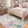 thumbnail image 4 of Wonnitar 5'x7' Pink Patchwork Area Rug - Soft Washable Boho Rug for Girls Bedroom, Non-Slip Nursery Carpet, Kid & Pet Friendly Living Room Rug, 4 of 7