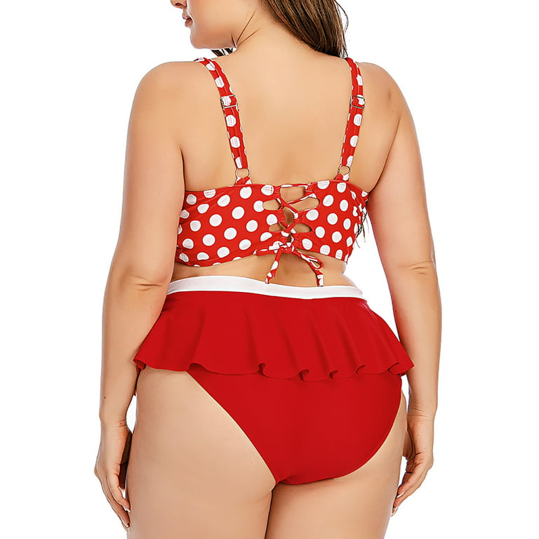 OAVQHLG3B Women's Plus Size Swimsuit Two Piece Bathing Suit Polka