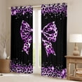 thumbnail image 2 of Homewish Kawaii Ribbon Bow Black Out Curtains for Boys Girls,Leopard Print Curtains Pack of 2 (42x63 Each),Black Purple Bedroom Curtains,Super Cozy Room Decor, 2 of 6