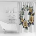 thumbnail image 4 of Extra Long Shower Curtain 72x84 Inch, Yellow Flower Shower Curtain Waterproof Bathroom Decor Vintage Rose Floral Watercolor Green Leaf Fabric Bath Curtain Set Accessories with Hooks, 4 of 6