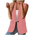thumbnail image 4 of Dezsed Women's Sleeveless Blazers Open Front Casual Blazer Vests Solid Color Lapel Single Button Lightweight Jackets Women Pink 3XL, 4 of 7