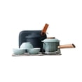 thumbnail image 4 of Travel Teaware Set 3 Cups Carrying Bag Tea Pot with Tea Infuser Porcelain Teacup Light Blue, 4 of 9