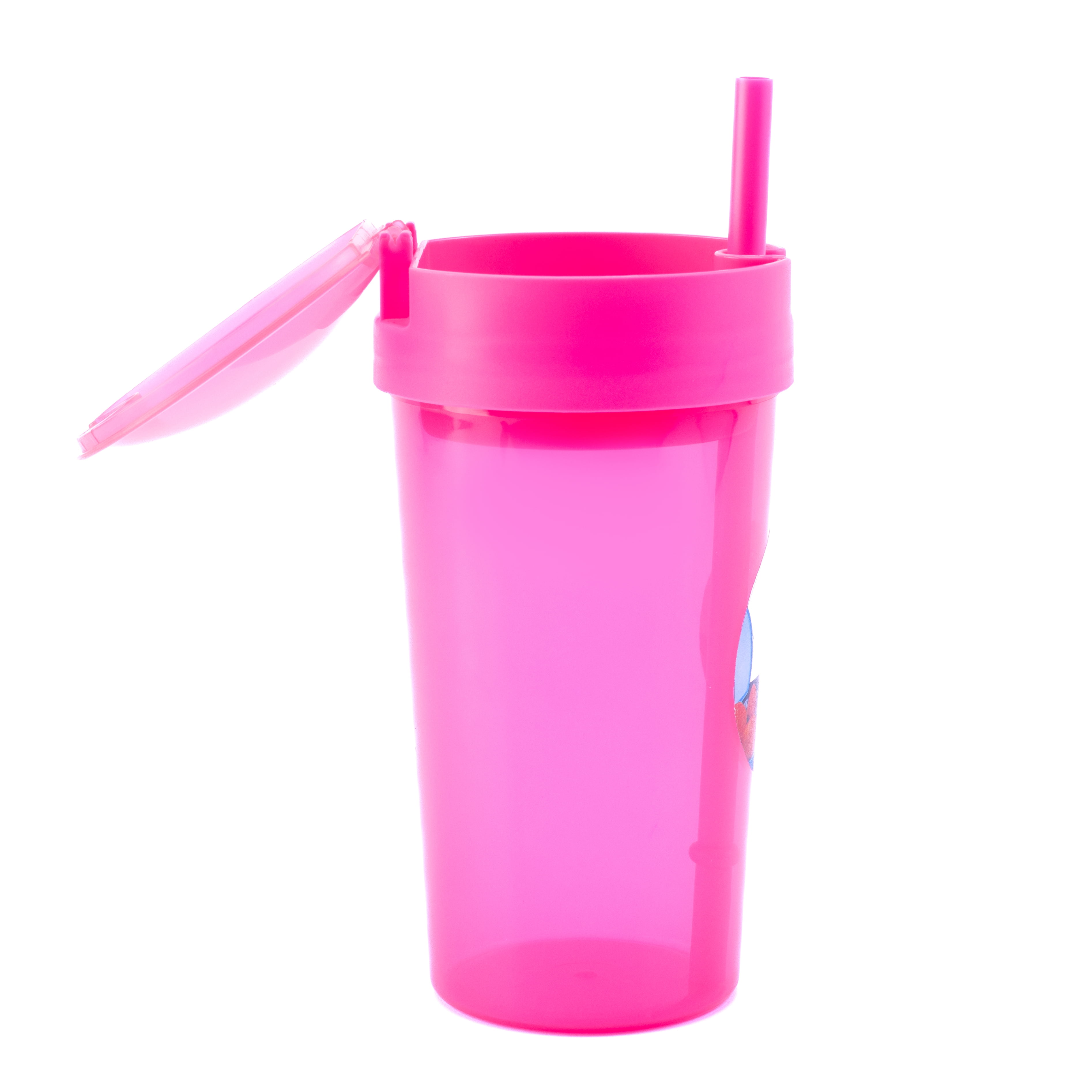 YourZone Hydration 14 oz Pink Polypropylene Snack Tumbler with Straw