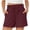 Wine, variant on High Waisted Paper Bag Shorts for Women, A-Line Crinkle Waist Shorts with Pockets, Pull On Casual Shorts for Everyday Summer Wear