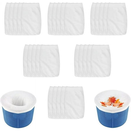 BUZIFU 30 Pack Pool Skimmer Socks, Super Elastic Pool Filter Saver Socks Net Pool Filter Socks Nylon Fabric Pool Skimmer Basket Bag Nets Ultra fine Mesh Screen Liner for Swimming Pool Basket