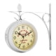 thumbnail image 2 of Reloj de pared de doble cara con diseño de doble cara, moderno reloj de pared de metal y hierro, ideal para decoración de bar, pasillo, dormitorio y o, 2 of 9