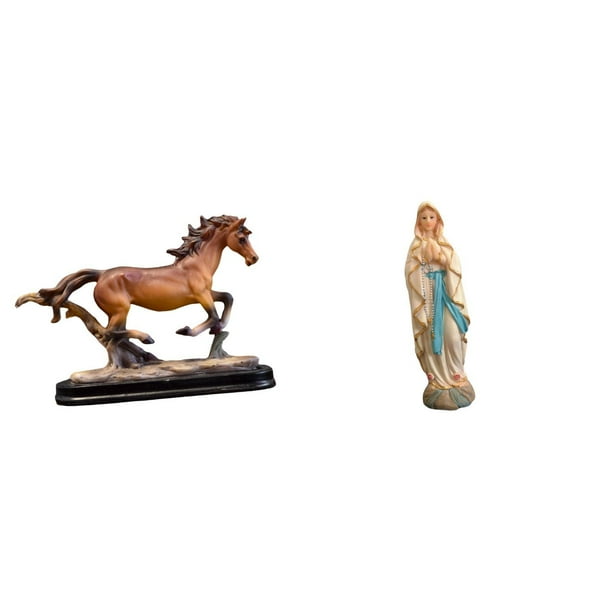 Figura de caballo,Figura coleccionable de caballo en miniatura,Estatua,Colección de estatuas y figuras religiosas,Resina y figura de dama