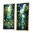 thumbnail image 3 of Designart "Emerald Canopy Bold Forest art painting IV" Forest Framed Wall Art Set Of 2 - Gold Landscapes Framed Canvas Set For Living Room Decor, 3 of 7