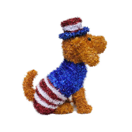 Details about   Patriotic Chenile Tensil Style Wire Dog with Fourth of July Decoration HL7 