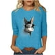 thumbnail image 2 of Xuyuer Ladies' Easter Print Round Neck Three Quarter Sleeve 3/4 Sleeve T-shirt Loose Tops Casual Loose Fit Crewneck T Shirts Tunic Tops, 2 of 5