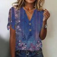 thumbnail image 1 of Fiudx Tops para Mujer Blusa de Manga Corta de Verano con Cuello En V para Mujer, Sexy, Informal, con Estampado Regular, 1 of 5