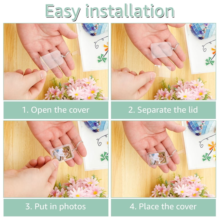 300Pcs Photo Picture Keychain Blank Keychain Picture Holder