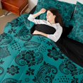 thumbnail image 4 of jejeloiu Bold Paisley 7pcs Queen Bedding For Men Women,Exotic Print Bedding Comforter Set Queen,Teal Black,Black Reversible, 4 of 7