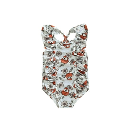 

Suanret Kids Little Girls Summer Swimsuit Cute Sleeveless U Neck Cow Print Ruffle Bathing Suit Beachwear Light Green 18-24 Months