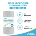 thumbnail image 2 of Rollo de paño de limpieza AIDEA de microfibra, 50 unidades, reutilizable, gris, 2 of 7