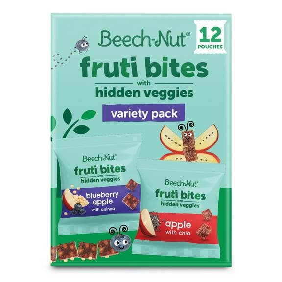 Beech-Nut Fruti Bites Toddler Snack with Hidden Veggies, Fruit Snack Variety Pack, 12 Pack