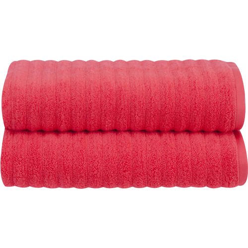 Mainstays Performance Textured 2 Piece Bath Sheet Set, Coral Fire