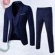 thumbnail image 2 of Traje de 3 piezas de moda para hombre, color sólido, ropa formal, chaqueta de negocios, pantalones, chaleco, conjunto (azul marino XL), 2 of 13