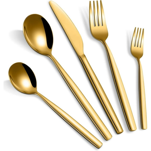 Garvee 30-Piece Stainless Steel Flatware Sets, Service for 6, Golden