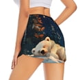thumbnail image 2 of Uemuo Starry Sky Sleep White Bear Pattern Women's Athletic Shorts High Waisted Running Shorts with Liner Pockets Gym Elastic Workout Shorts-X-Large, 2 of 9