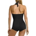 thumbnail image 4 of Pink Queen 2025 Women's Ruched Boyleg Swimsuit with Push-Up Tummy Control S-XL, 4 of 5