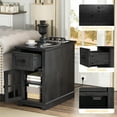 thumbnail image 2 of FAGAGA Farmhouse End Tables with Charging Station for Living Room,Nightstand with Drawer for Bedroom,Blackgrey, 2 of 9