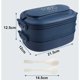 thumbnail image 5 of Fiambrera: Fiambrera Bento de 2 sofás con Couverts - Boite Repas de 3 compartimentos de 1550 ml - Caja Bento Compartimentée de plástico sin BPA - Boite Bento con compartimentos para adultos y hombres, 5 of 5