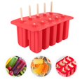 thumbnail image 2 of Molde de cubitos de helado de silicona, 10 formas de moldes de paletas caseras, fabricante de paletas de hielo congelado de silicona de grado alimenticio, sin BPA, rojo Xemadio CKCGJYOP1, 2 of 7