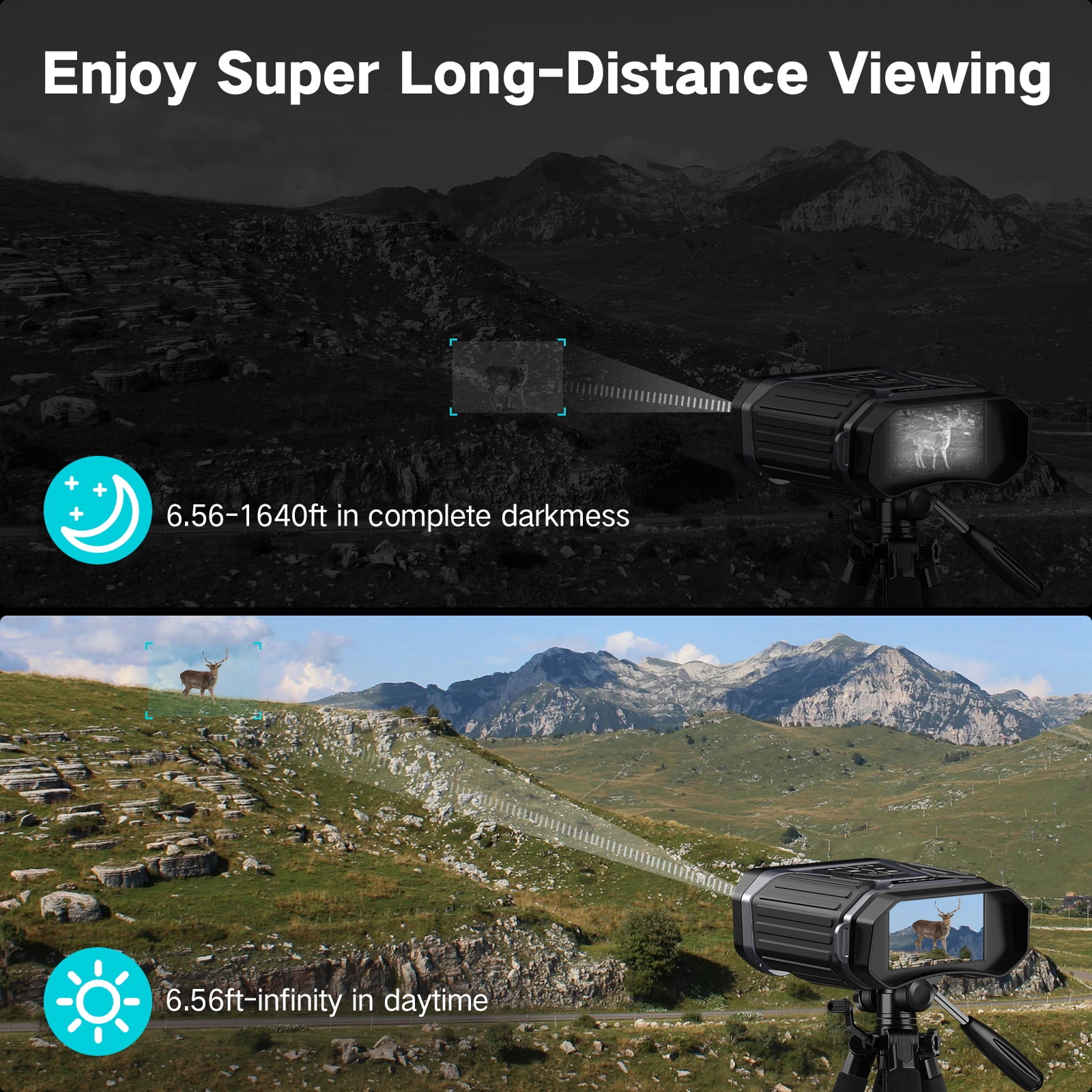 Night Vision Goggles - 4K Infrared Digital Binoculars with Full Color in Low Light, 32GB Memory Card, 5200mAh Rechargeable Battery, WiFi Connect & GPS Function for Hunting, Camping, and Fishing