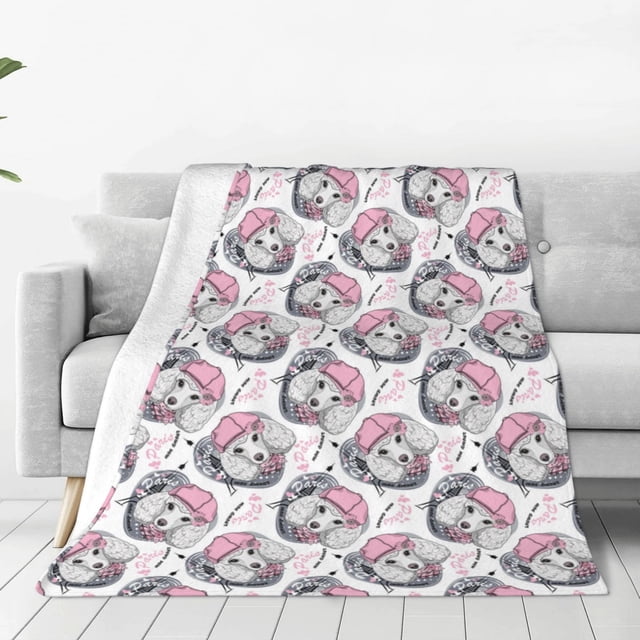 Balery Poodle Dog Manta de Felpa Suave y Acogedora – Cobija de Franela Aterciopelada para Cama, Lavable y Cálida para Sofá, Mascotas, Transpirable-50"x40"