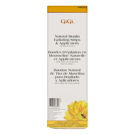 GiGi Natural Muslin Epilating Strips and Applicators ( 20 Stips and 10 Applicators)