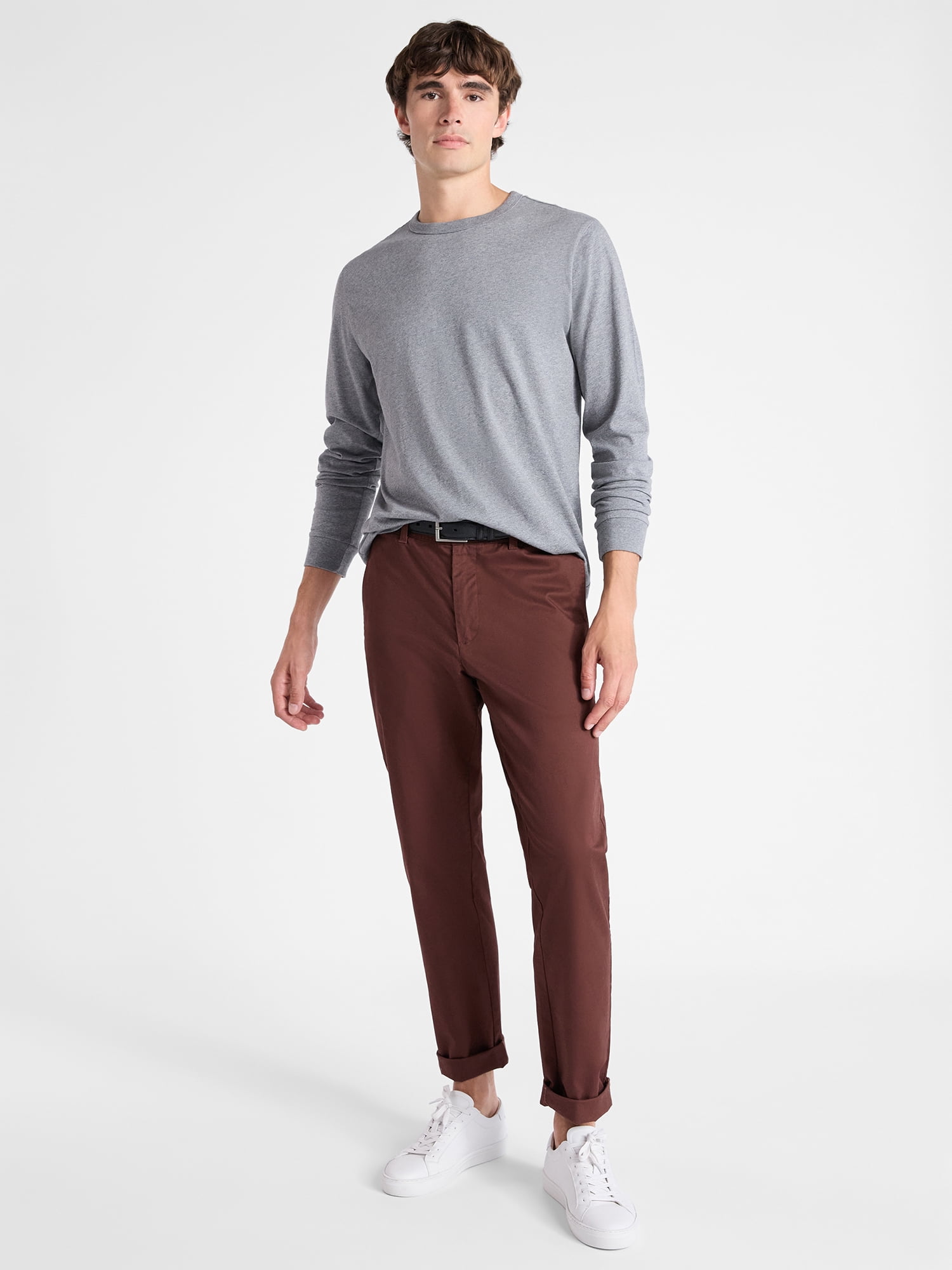 Free Assembly Men's Everyday Cotton Tee with Long Sleeves, Sizes XS-3XL