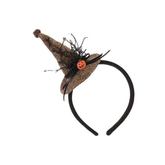 Halloween Witch Hat Headband Brown Witch Hair Band with Skull and Veil Halloween Party Hair Accessories Adult Costume Decorations Ghost Festival Cosplay Themed Party Supplies