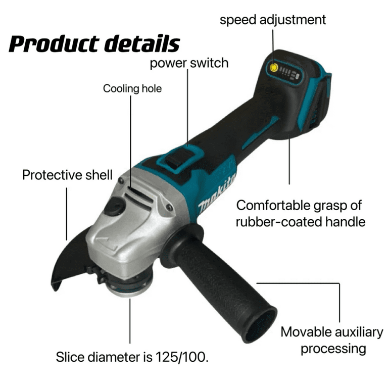 Makita DGA404 Cordless Angle Grinder 18V Brushless Motor 100 125MM 3300rpm Multifunctional Grinding Cutting Machine Power Tools Tool Only