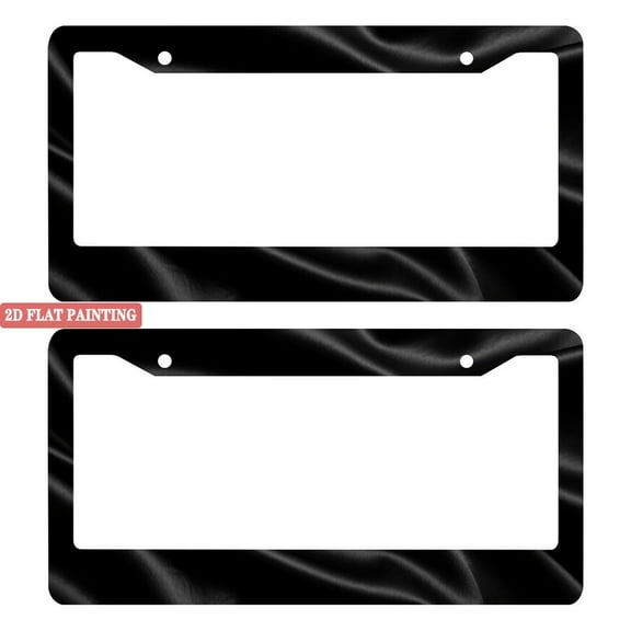2PC Black Satin - Textured License Plate Frames with Mounting Accessories 6.3x12.2inch(16x31cm)