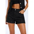 thumbnail image 2 of Forever 21 WGA Stretch Denim Short With Rhinetone Front, Color-Black, Size-28, 2 of 5