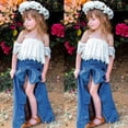 thumbnail image 2 of Toddler Girls Kids Clothes Set Baby Girl Lace Off-shoulder T-shirt Tops Bowknot Pants Skirts Dress, 2 of 8