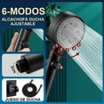 thumbnail image 3 of Black - One Piece Water Saving High Pressure Shower Head, 5 Patterns Adjustable Bathroom Shower Head, Water Resistant Shower Head with Stop, Easy to Install, 3 of 5