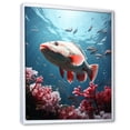 thumbnail image 2 of Designart "The Monochrome Dance Of Red And Grey Fish" Coastal Coral Under Water Floater Framed Wall Art Prints, 2 of 5