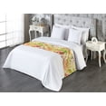 thumbnail image 3 of Floral Design Bed Runner, Asian Feels Watercolor Silhouettes of Flowers Dreamy Composition Print, Decorative Accent Bedding Scarf for Hotels Homes & Guest Rooms, King, Apple Green Coral, by Ambesonne, 3 of 3