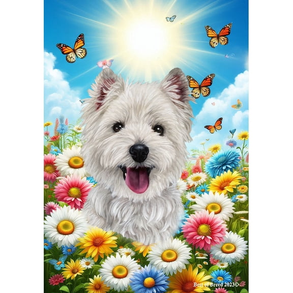 Westie - Best of Breed Summer Butterflies Outdoor Garden Flag 12" x 17" Mailbox Flag Dog Flag