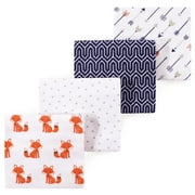 Luvable Friends Hudson Baby Flannel Receiving Blankets 4pk, Woodland Foxes