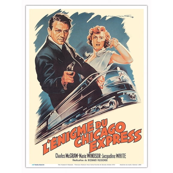 The Narrow Margin (L’enigme du Chicago Express) - Vintage French Film Noir Movie Poster by Roger Soubie c.1952 - Master Art Print (Unframed) 9in x 12in