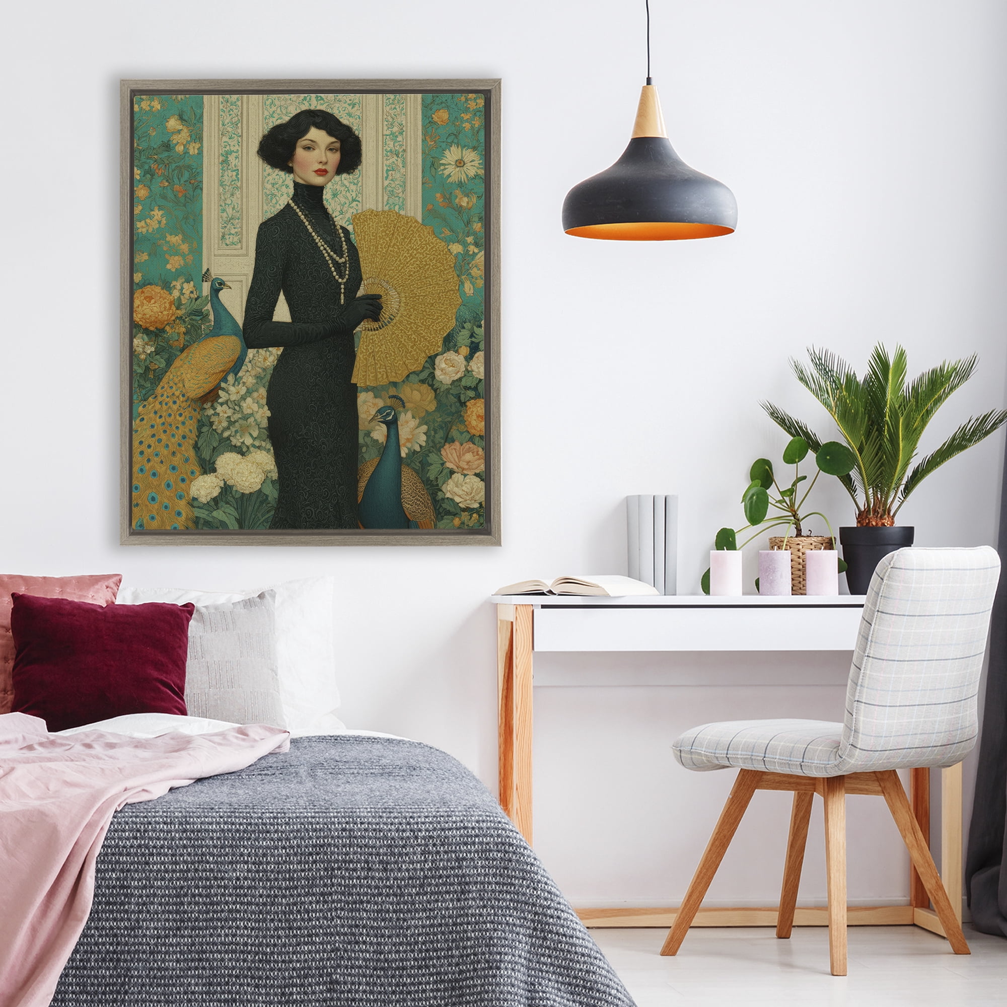 Stupell Industries Floral Velvet Reign Brown Framed Floater Canvas Wall Art, design by A Barefoot Stylist