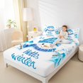 thumbnail image 4 of Manfei Hello Winter Queen Sheet Sets,Cartoon Xmas Snowman Flat Sheet,White Blue Queen Fitted Sheet For Girls Kids,Breathable Home Decor,4-Piece, 4 of 7