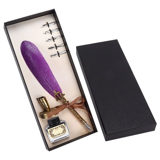 Dip PencilFeather Pen Set Vintage Feather Pen Juego de tinta de escritura de regalo Diseño de clase mundial Jadeshay A